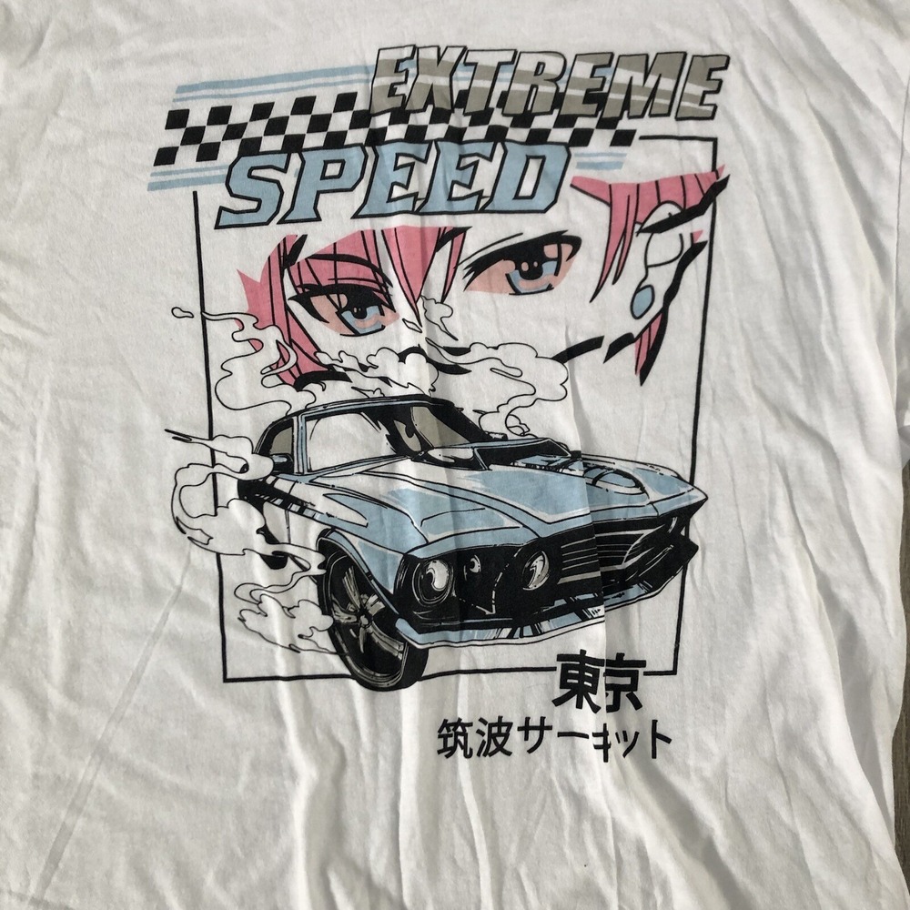 Extreme Speed Anime Racing Muscle Car Short Sleeve Shirt Womens Extra Large XL - Picture 2 of 6